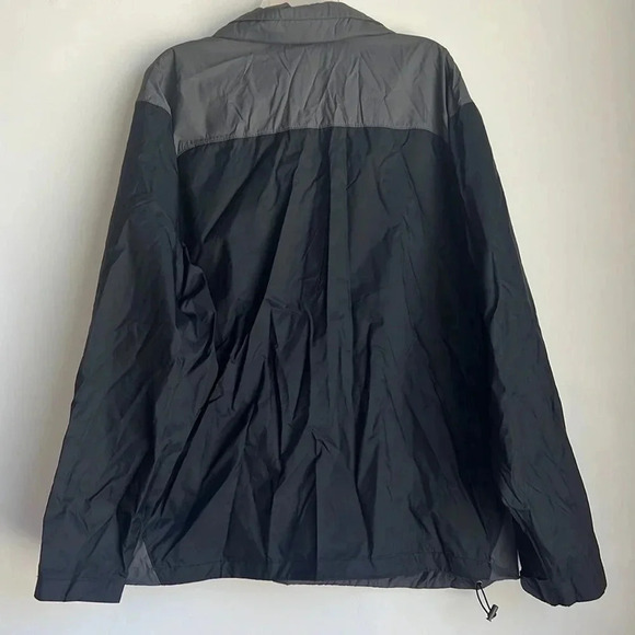 Columbia 100% Nylon Windbreaker Womens Size 1X Black/Gray Hidden Hood - Picture 8 of 12
